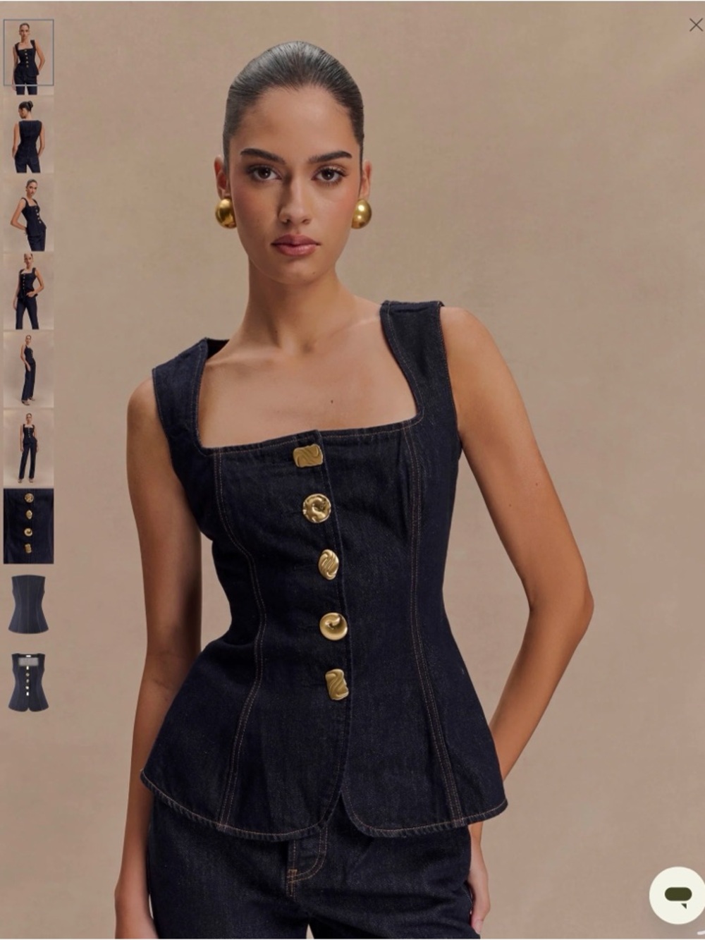 Meshki Neve Denim Top with Gold Buttons